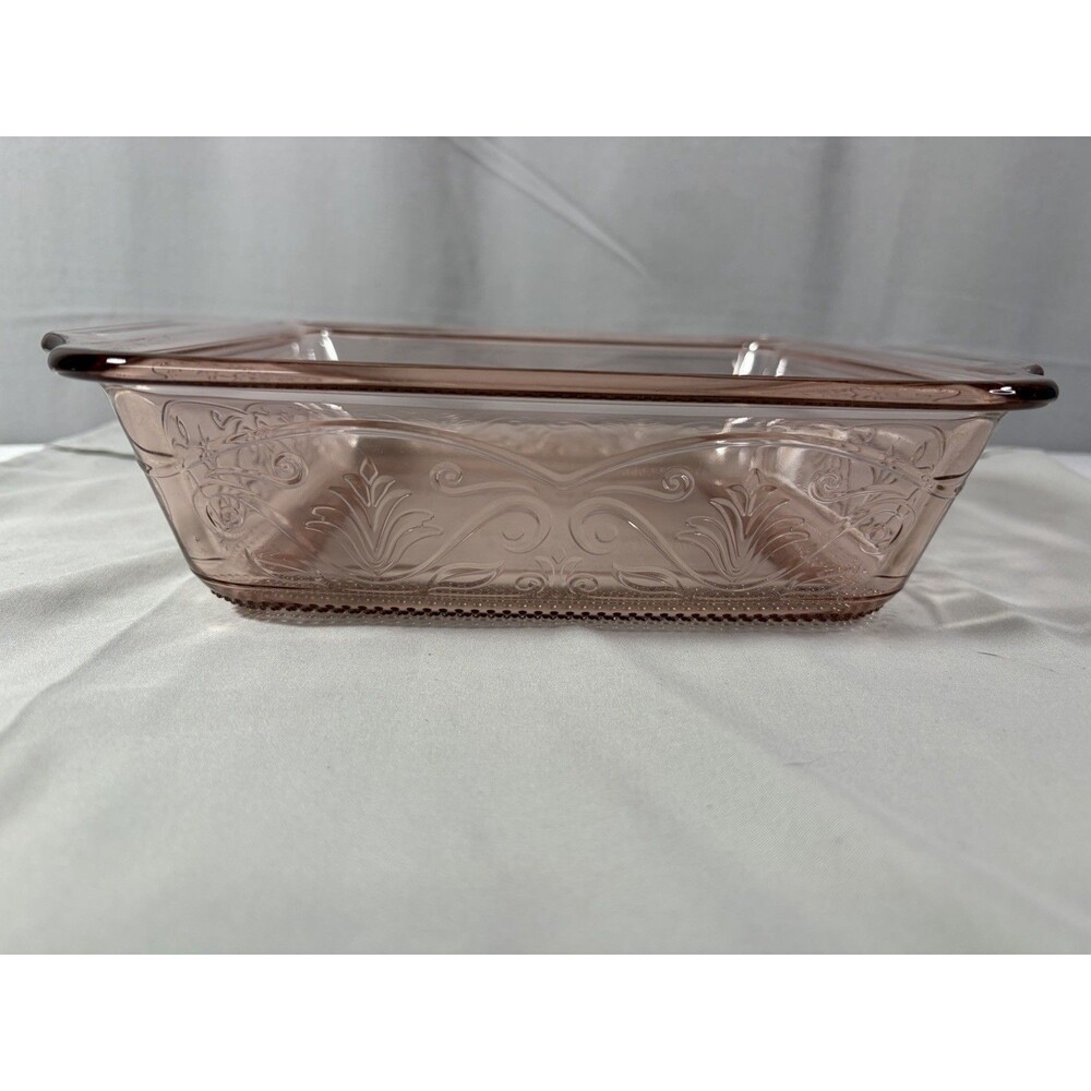 Anchor Hocking Royal Rose Pink Glass 2 Qt Square Baking Dish 11” USA